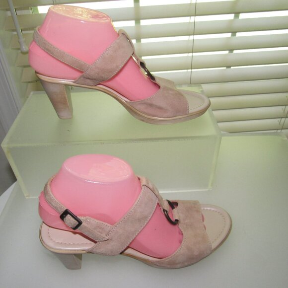 Sundance Natural Suede T‑Strap Block Heel Sandals • Italy • Size 39 (US 8.5 - 9) - Picture 5 of 9